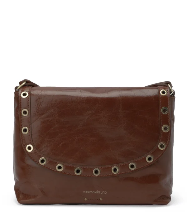 VANESSA BRUNO Sac Crossbody Cuir Craquelé Havane a Prix Discount 1