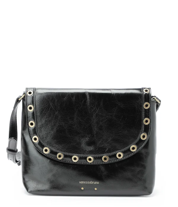 VANESSA BRUNO Sac Crossbody Cuir Craquelé Noir Retour gratuit en magasin. 1