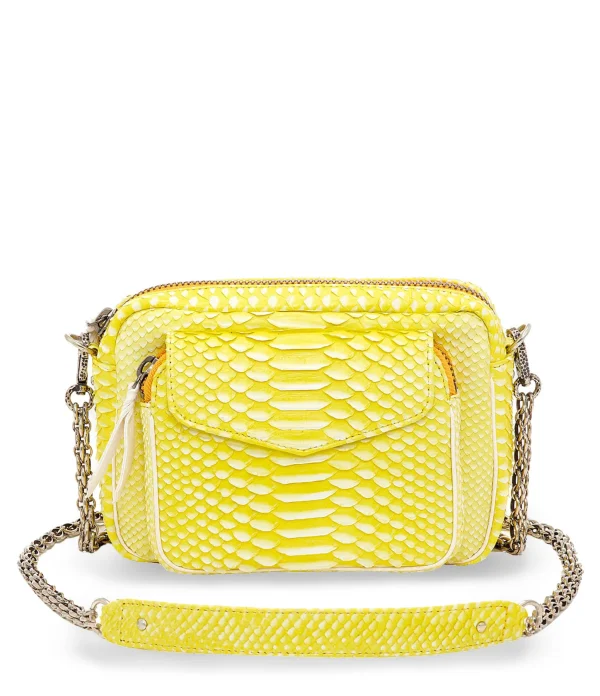 CLARIS VIROT Sac Charly Python Jaune Fluo pas cher en ligne 1