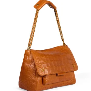 JEROME DREYFUSS Sac Lulu M Cuir Croco Whisky garantie de qualité 13