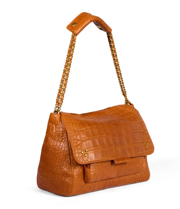 JEROME DREYFUSS Sac Lulu M Cuir Croco Whisky garantie de qualité 4