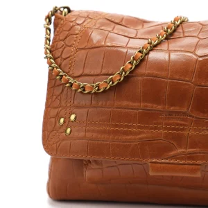 JEROME DREYFUSS Sac Lulu M Cuir Croco Whisky garantie de qualité 17