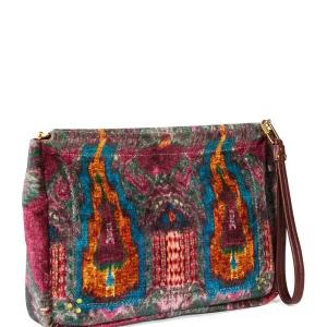 JEROME DREYFUSS Pochette Clic Clac XL Soft Velours Imprimé Ikat, Capsule Velours pas cher en vente 10