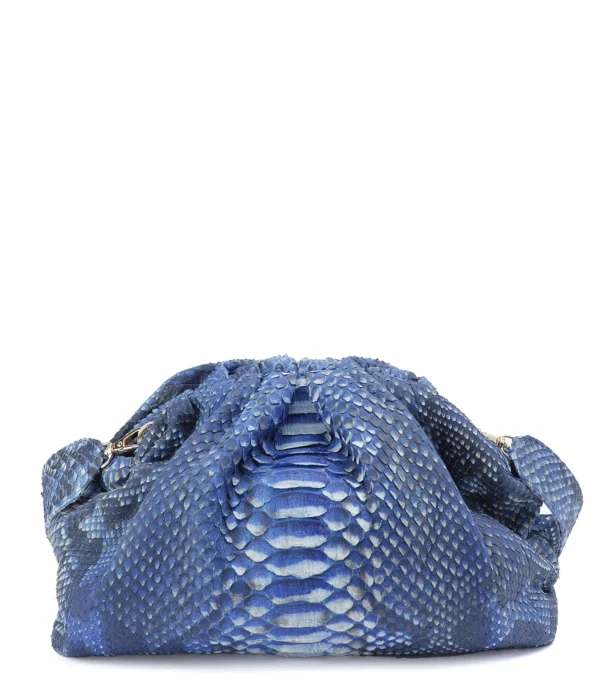 SISTA PARIS Sac Big Uniq Cuir Souple Python Bleu Jean guranteed de qualité 1