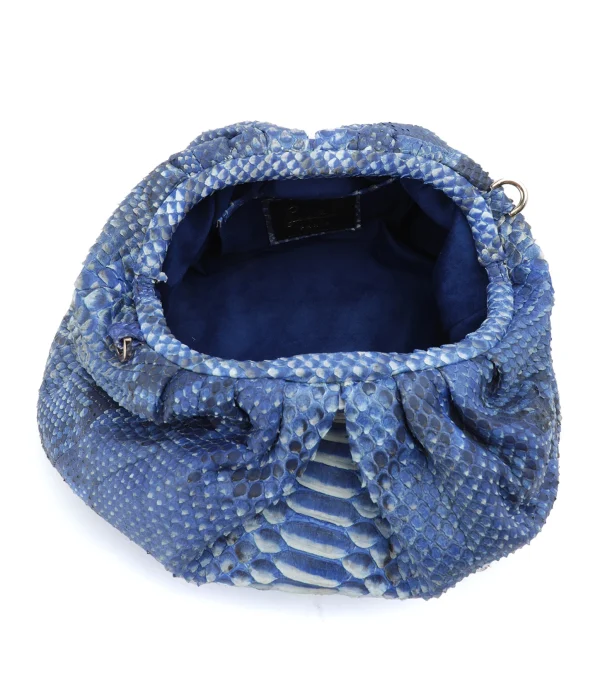 SISTA PARIS Sac Big Uniq Cuir Souple Python Bleu Jean guranteed de qualité 4