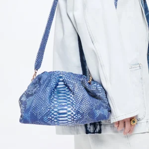 SISTA PARIS Sac Big Uniq Cuir Souple Python Bleu Jean guranteed de qualité 16