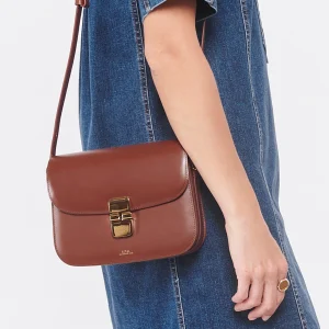 A.P.C. Sac Grace Small Cuir Lisse Noisette soldes luxe 16