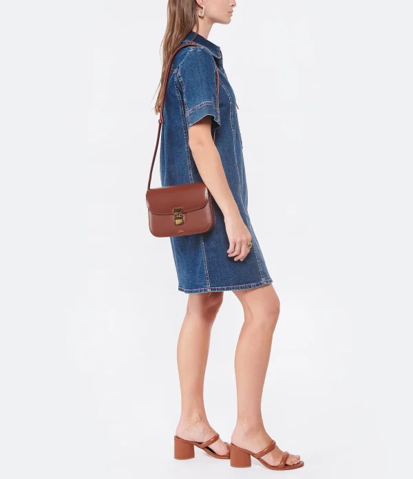 A.P.C. Sac Grace Small Cuir Lisse Noisette soldes luxe 7