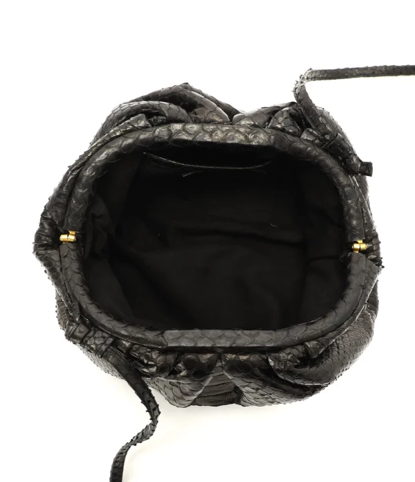 SISTA PARIS Sac Baby Uniq Cuir Souple Python Noir Satisfait ou Remboursé 4