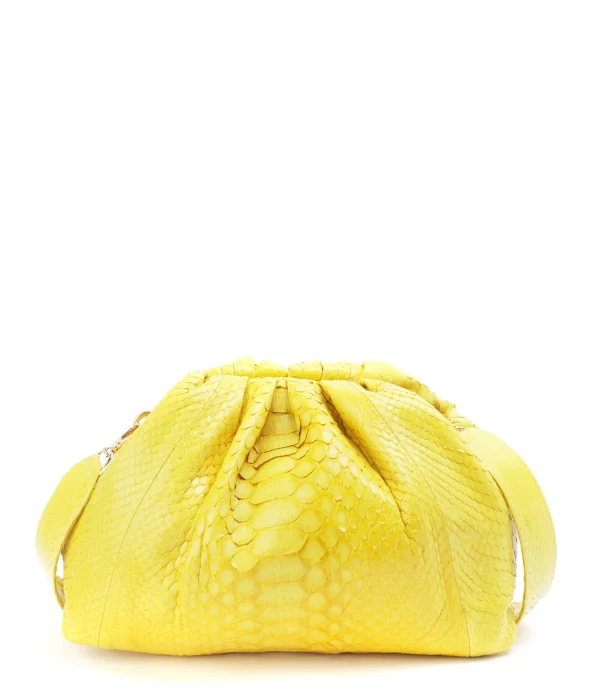 Achat SISTA PARIS Sac Big Uniq Cuir Souple Python Jaune Citron 1