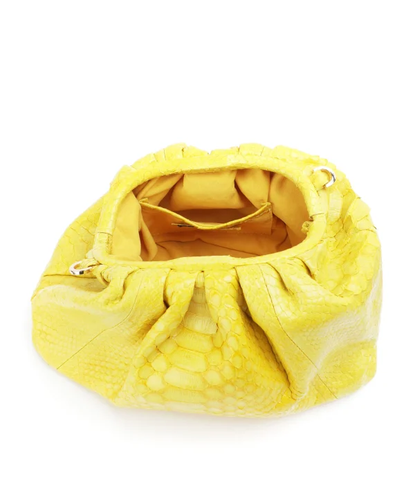 Achat SISTA PARIS Sac Big Uniq Cuir Souple Python Jaune Citron 4