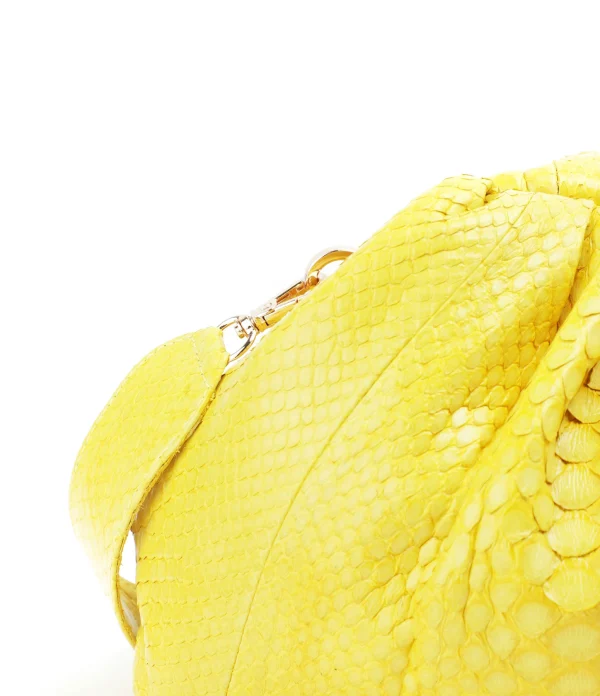 Achat SISTA PARIS Sac Big Uniq Cuir Souple Python Jaune Citron 5