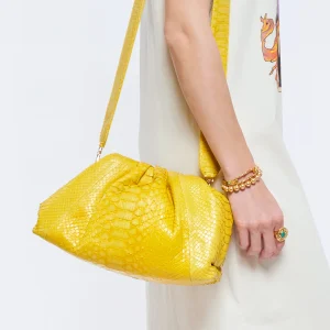 Achat SISTA PARIS Sac Big Uniq Cuir Souple Python Jaune Citron 16