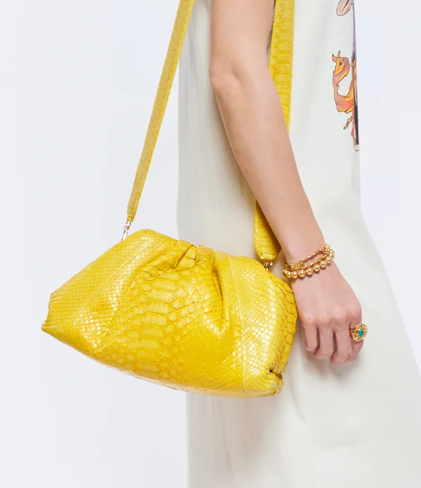 Achat SISTA PARIS Sac Big Uniq Cuir Souple Python Jaune Citron 6