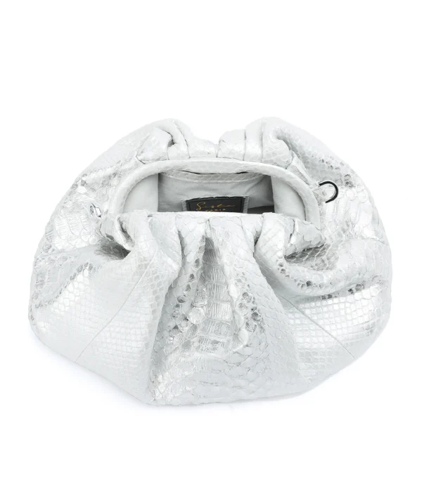 SISTA PARIS Sac Big Uniq Cuir Souple Python Blanc Argenté outlet 4