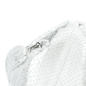 SISTA PARIS Sac Big Uniq Cuir Souple Python Blanc Argenté outlet 14