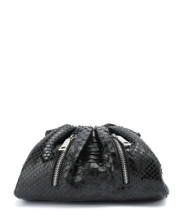 SISTA PARIS Sac Baby Uniq Cuir Souple Python Zip Noir france 1