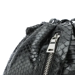 SISTA PARIS Sac Baby Uniq Cuir Souple Python Zip Noir france 14