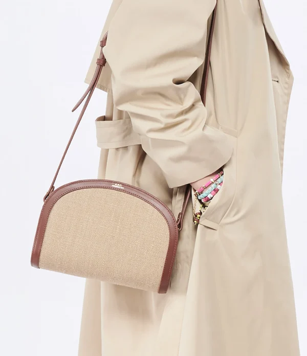 A.P.C. Sac Demi-Lune Cuir Noisette Beige boutique pas cher 6