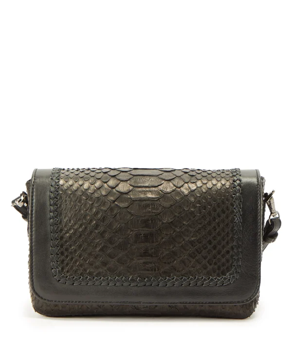 magasins pas chers SISTA PARIS Sac Lou Cuir Python Noir 1