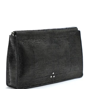 JEROME DREYFUSS Pochette Clic Clac L Chèvre Lamé Noir en solde 12