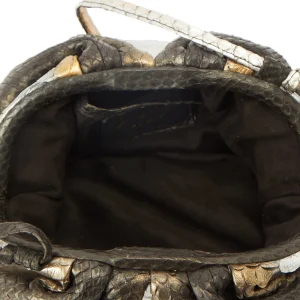 qualité supérieure SISTA PARIS Sac Baby Uniq Cuir Souple Python Noir Métallique 12