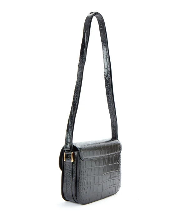 A.P.C. Sac Grace Small Cuir Embossé Croco Noir Retour Facile et Gratuit 3