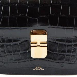 A.P.C. Sac Grace Small Cuir Embossé Croco Noir Retour Facile et Gratuit 14