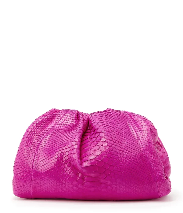 soldes de Noël SISTA PARIS Sac Cuir Souple Python Rose Électrique 1