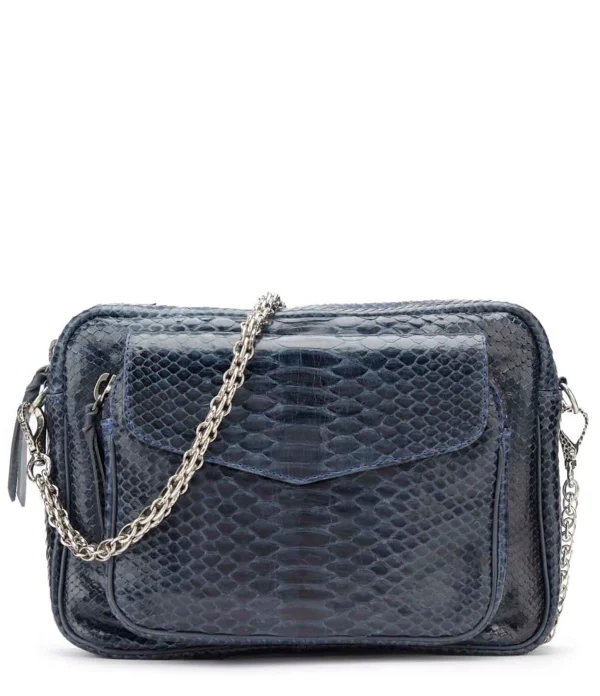 en france CLARIS VIROT Sac Big Charly Python Navy Argentée 1