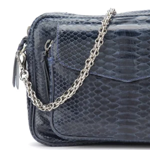 en france CLARIS VIROT Sac Big Charly Python Navy Argentée 12