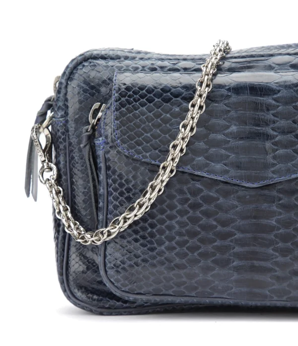 en france CLARIS VIROT Sac Big Charly Python Navy Argentée 4