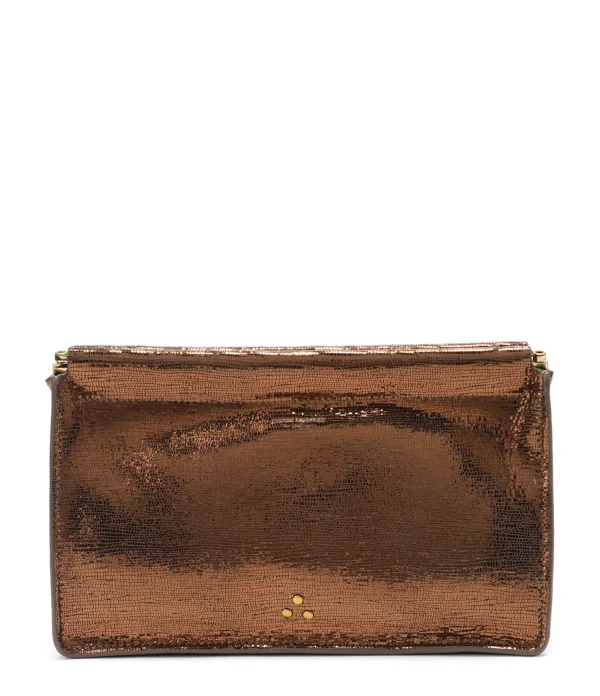 site pas cher JEROME DREYFUSS Pochette Clic Clac L Chèvre Lamé Bronze 1