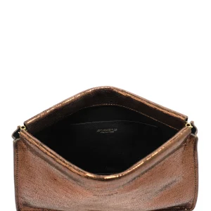 site pas cher JEROME DREYFUSS Pochette Clic Clac L Chèvre Lamé Bronze 12