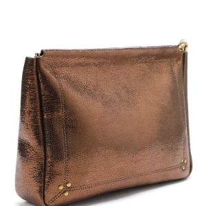 achat pas cher JEROME DREYFUSS Pochette Clic Clac L Soft Chèvre Lamé Bronze 9