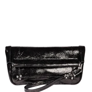 JEROME DREYFUSS Pochette Clic Clac L Soft Chèvre Lamé Noir soldes de Noël 15