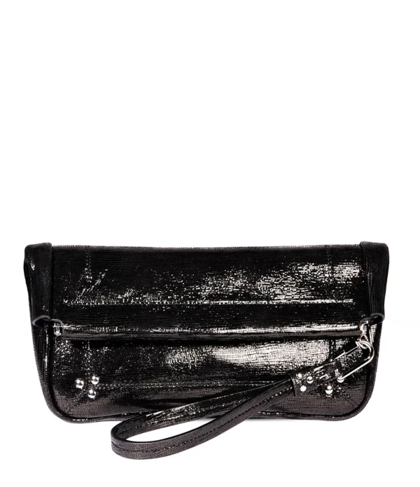 JEROME DREYFUSS Pochette Clic Clac L Soft Chèvre Lamé Noir soldes de Noël 5