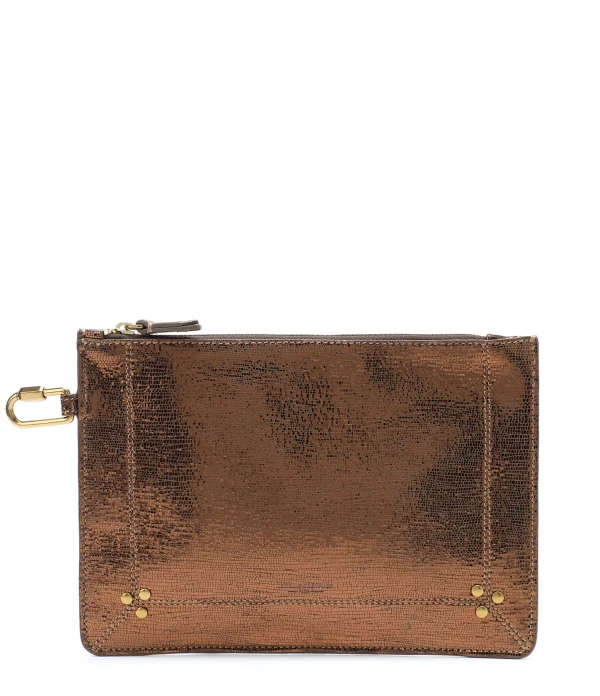 JEROME DREYFUSS Pochette Popoche M Chèvre Lamé Bronze site pas cher 1