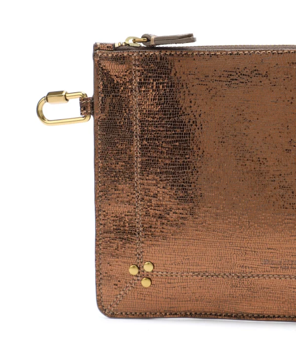 JEROME DREYFUSS Pochette Popoche M Chèvre Lamé Bronze site pas cher 4