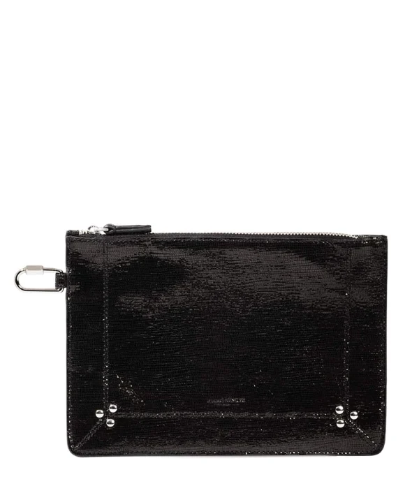 JEROME DREYFUSS Pochette Popoche M Chèvre Lamé Noir Large choix en ligne 1