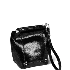 JEROME DREYFUSS Pochette Clic Clac S Soft Chèvre Lamé Noir authentiques 11