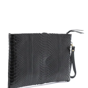 excellents soldes CLARIS VIROT Pochette Big Lou Python Noir 10