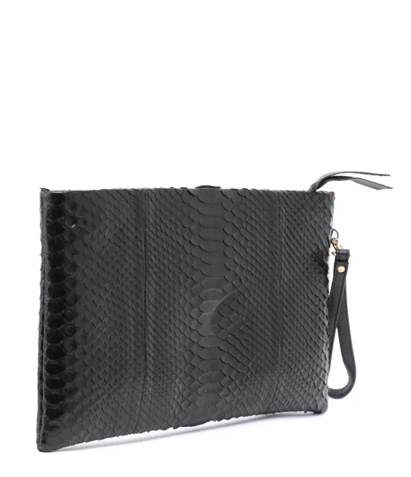 excellents soldes CLARIS VIROT Pochette Big Lou Python Noir 3