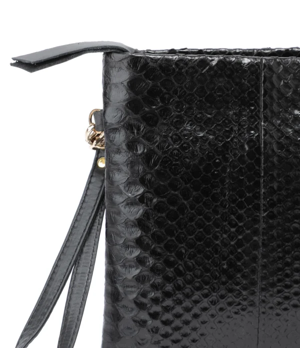 excellents soldes CLARIS VIROT Pochette Big Lou Python Noir 5