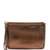 JEROME DREYFUSS Pochette Clic Clac XL Soft Chèvre Lamé Bronze authentiques 22