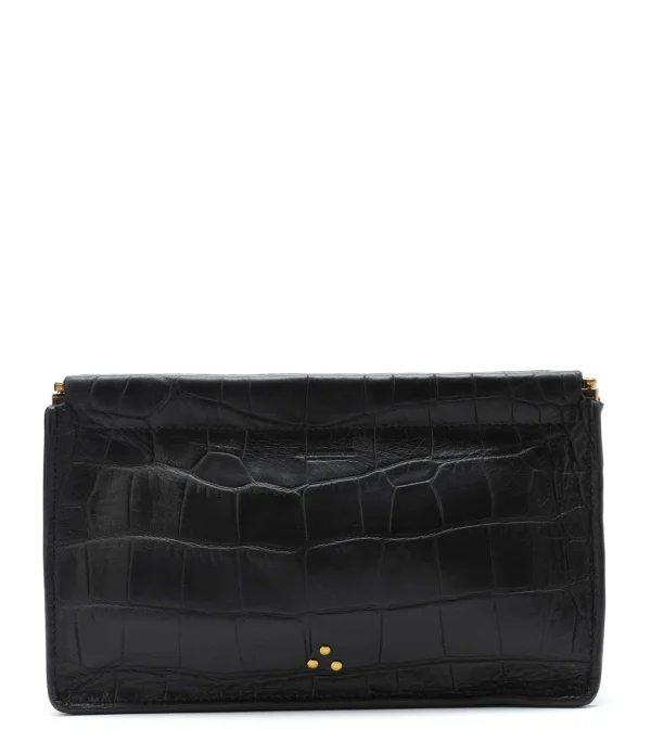 luxe soldes JEROME DREYFUSS Pochette Clic Clac L Vachette Croco Noir 1