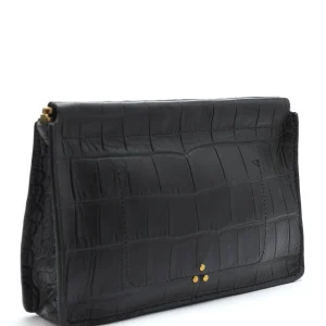 luxe soldes JEROME DREYFUSS Pochette Clic Clac L Vachette Croco Noir 10