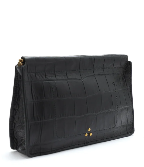 luxe soldes JEROME DREYFUSS Pochette Clic Clac L Vachette Croco Noir 3