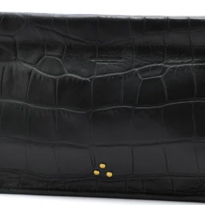 luxe soldes JEROME DREYFUSS Pochette Clic Clac L Vachette Croco Noir 14