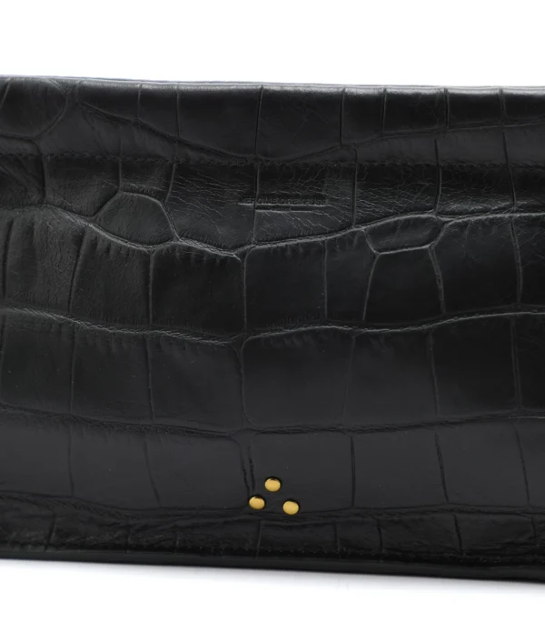 luxe soldes JEROME DREYFUSS Pochette Clic Clac L Vachette Croco Noir 5